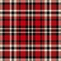 Single vector fabric seamless, front pattern check background. Deep tartan texture textile plaid in red and black colors