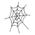 A single vector illustration of a spider web. Hand-drawn spider web, Halloween icon Royalty Free Stock Photo