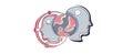 Single vector main object without background. Head with mechanic brain. Future robot machine. Terminator cartoon