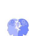 Single vector main object without background. Head with mechanic brain. Future robot machine. Terminator cartoon