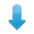 Glossy Blue Downward Arrow Icon on White Background direction navigation Royalty Free Stock Photo