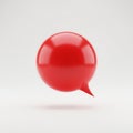 Single Red Glossy 3D Speech Bubble Floating on a White Background chat bubble message Royalty Free Stock Photo