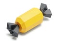 A bright yellow candy wrapper with black ends isolated on white background Royalty Free Stock Photo