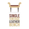 Single Vintage Leather Bench On White Background