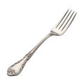 Ornate antique silver fork with decorative handle isolated on white background Royalty Free Stock Photo