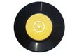 Single vinyl record 45 rpm with empty yellow label suitable