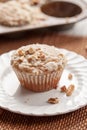 Single walnut crumb sweet potato muffin Royalty Free Stock Photo