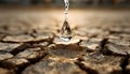 Single Water Drop Falling Into Cracked Earth Symbolizing Drought and Hope Royalty Free Stock Photo