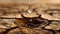 Single Water Drop Falling Into Cracked Earth Symbolizing Drought and Hope Royalty Free Stock Photo