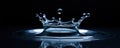 A single water drop impacting black, creating a crown splash , detail, abstract, pure Royalty Free Stock Photo