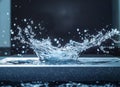 A single water drop shatters upon impact, sending a mesmerizing crown of droplets into the air Royalty Free Stock Photo
