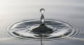Single water droplet creating ripple effect on calm surface macro view Royalty Free Stock Photo