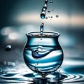 Water droplet with ripples underneath - ai generated image