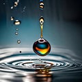 Water droplet with ripples underneath - ai generated image