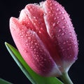 Single wet Bud of the red Tulip macro closeup