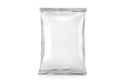 Single White Blank Bag Packaging. Foil package. Metal Pack. ready for your design. over white background