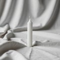 Candle is cylindrical with a pointed tip, featuring an unburnt Royalty Free Stock Photo