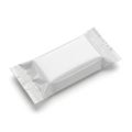 A single white chocolate bar wrapper on a white background Royalty Free Stock Photo