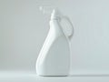 a single white cleaning product bottle against a plain light gray background, showcasing the product\'s simple design Royalty Free Stock Photo