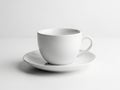 Single white coffee cup on saucer isolated on white background Royalty Free Stock Photo