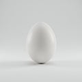 A single white egg stands upright against a smooth, neutral gray background. The egg Royalty Free Stock Photo