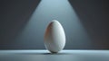 Single white egg under dramatic spotlight on dark background, symbolizing simplicity and potential Royalty Free Stock Photo