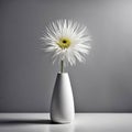 Single White Flower In Contemporary Gray Vase