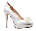 Single White High Heeled Shoe with White Flowers AI Generated PNG or JPG