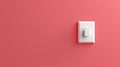 A single white light switch installed on a red painted wall, providing a simple and clean design element Royalty Free Stock Photo