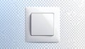 Single white light switch with a large square button on transparent background Royalty Free Stock Photo