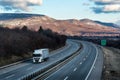 Single White lorry truck on country highway Royalty Free Stock Photo