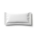 Single white packet with perforated edge placed on a plain background Royalty Free Stock Photo
