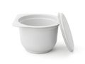 Single white plastic container with lid isolated on white background Royalty Free Stock Photo