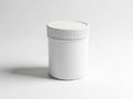 Single white plastic container with screw cap Royalty Free Stock Photo