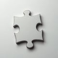 Single White Puzzle Piece on Light Gray Background Royalty Free Stock Photo