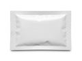 A single white rectangular packet with a perforated edge on a white background Royalty Free Stock Photo