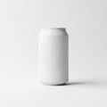A single white soda can standing upright against a plain light-colored background Royalty Free Stock Photo