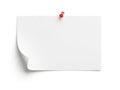 Single white sticky note with red pushpin isolated on white background Royalty Free Stock Photo