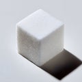 Single white sugar cube isolated on a light surface with shadow, macro shot Royalty Free Stock Photo