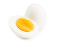 Single whole boiled egg with halved egg isolated on a white background Royalty Free Stock Photo