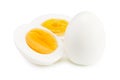 Single whole boiled egg with halved egg isolated on a white background Royalty Free Stock Photo