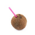 Single whole coconut isolated Royalty Free Stock Photo