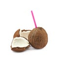 Single whole coconut isolated Royalty Free Stock Photo