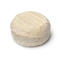 Single whole French goat cheese, Crottin de pays, on white background Royalty Free Stock Photo