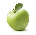 Single whole green apple 2 isolated on white background Royalty Free Stock Photo