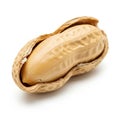 Single Peanut in Shell with One Half Open Revealing the Nut on White Background food snack Royalty Free Stock Photo