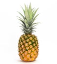Single Whole Ripe Pineapple Isolated on White Background