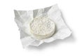 Single whole round french Brie cheeseat package paper
