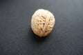 Single whole unpeeled walnut on black fabric Royalty Free Stock Photo