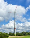 Single wind turbine in the field in rural area in Bavaria Royalty Free Stock Photo